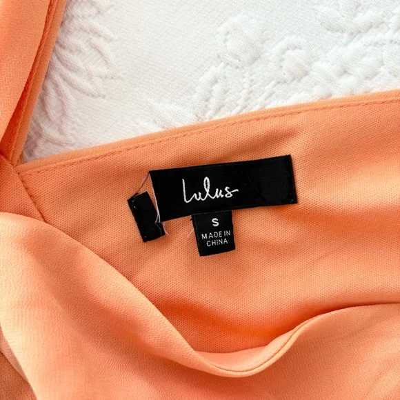 NWOT Lulus Celebration Time Light Orange Sleeveless Tiered Midi Dress Small - Picture 4 of 7